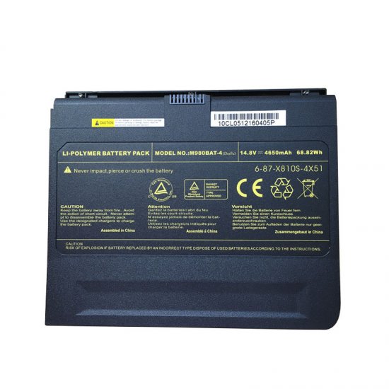 M980BAT-4 Battery Replacement 6-87-X810S-4X51 For Clevo X8100 M980NU D900C - Click Image to Close