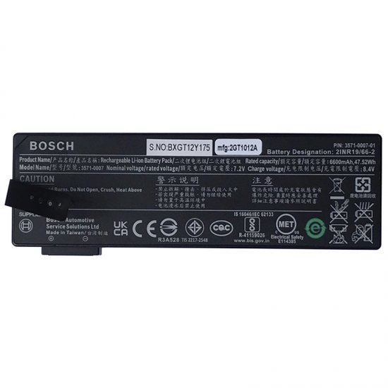 3571-0007 Battery Replacement For Bosch 2INR19/66-2 P/N 3571-0007-01 7.2V 6600mAh 47.52Wh - Click Image to Close