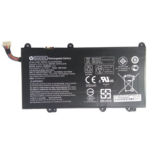 HP SG03XL Battery 41.5Wh 11.55V 849048-421 SG03041XL TPN-I126 For Envy 17-U - Click Image to Close