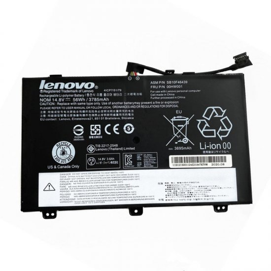 Lenovo SB10F46438 00HW000 SB10F46439 00HW001 Battery For ThinkPad S3 Yoga 14 - Click Image to Close